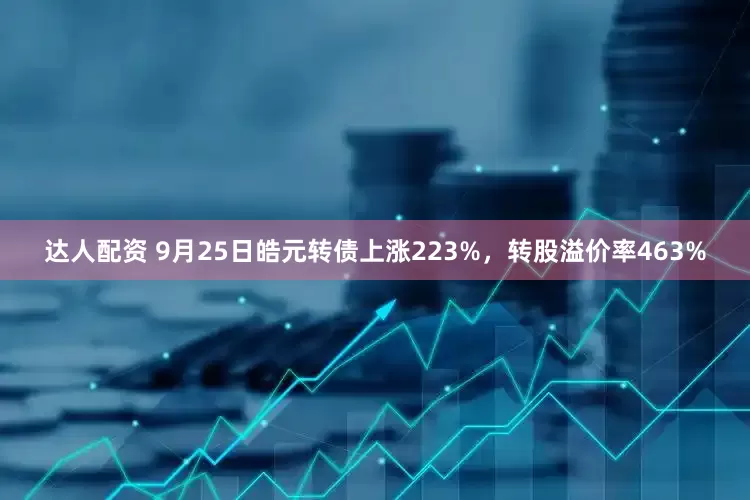 达人配资 9月25日皓元转债上涨223%，转股溢价率463%